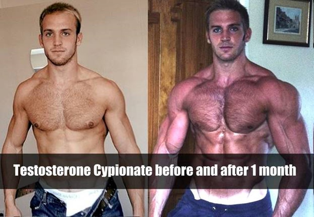 What are real results of Testosterone Cypionate before and after 1 month?